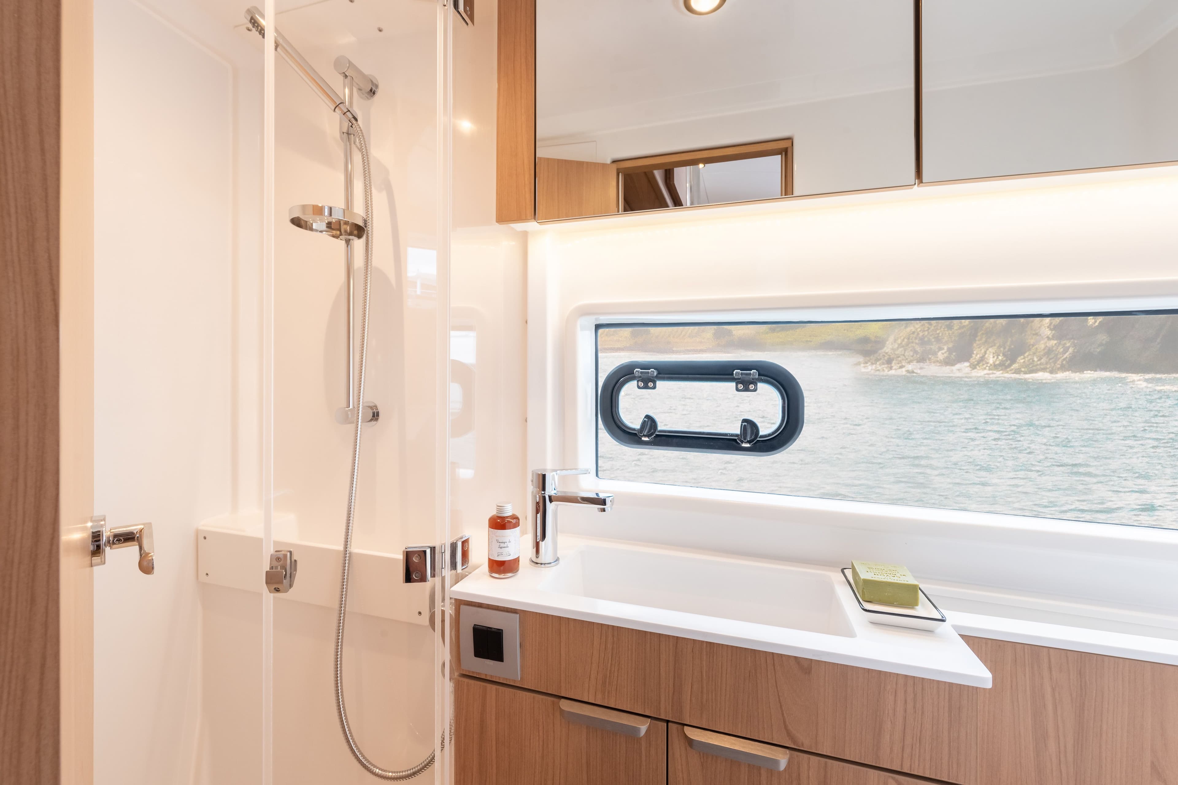 Bathroom view with sea view